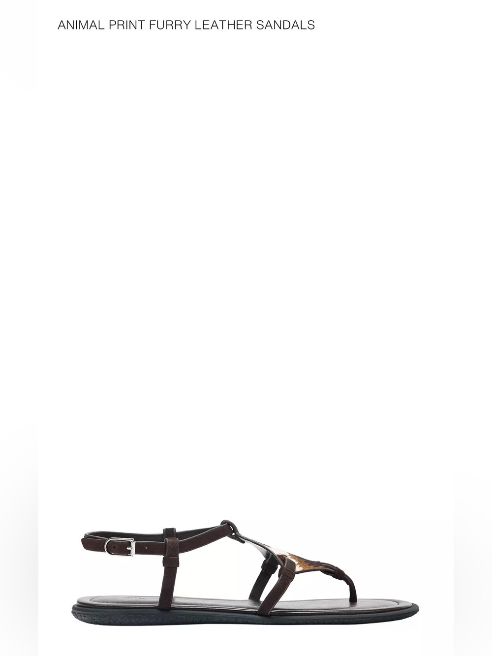Zara Brown Leather T-Strap Sandal